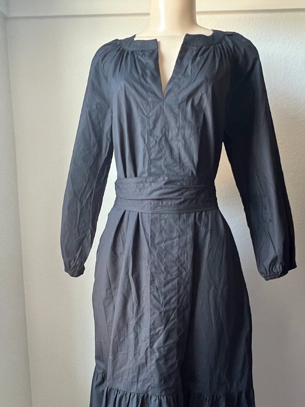 Yexpine Ruffle Maxi Black Dress With Pockets